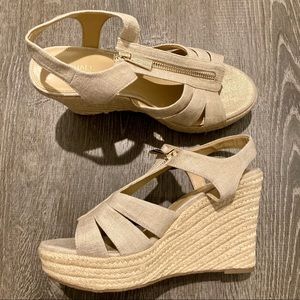 Michael Michael Kors Gold Platform Espadrille Heels Size 8 Women’s Shoes